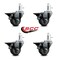 Service Caster 3'' Thermo Rubber Swivel 7/16'' Grip Ring Stem Caster Set with Brake, 4PK SCC-GR20S314-TPRB-PLB-716138-4 - alternate 2